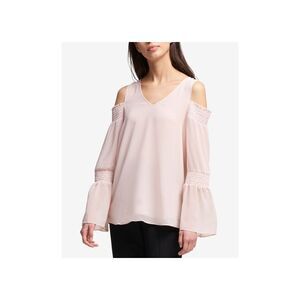DKNY Cold Shoulder V Neck Top